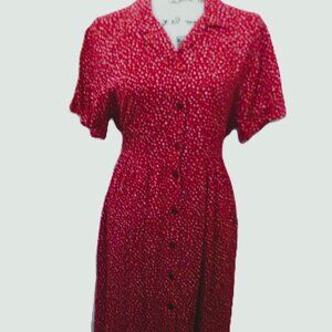 Erika Studio Long Red/White Polka Dot Dress XL